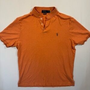 Polo Ralph Lauren Classic Fit Polo Shirt Men L Apricot Orange Cotton Soft Preppy